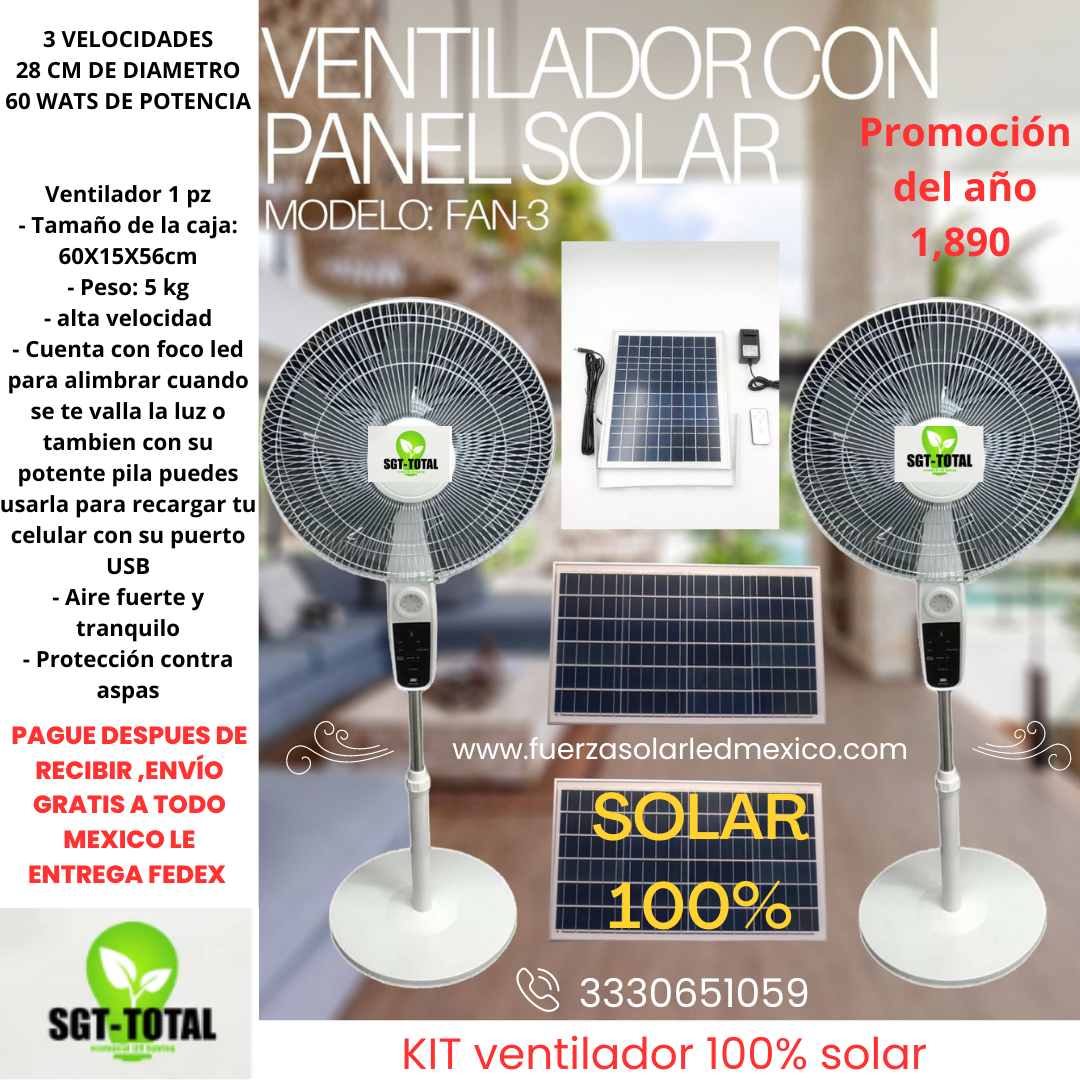 VENTILADOR SOLAR 100% - KIT DE VENTILADOR CON PANEL SOLAR – Fuerza solar  México