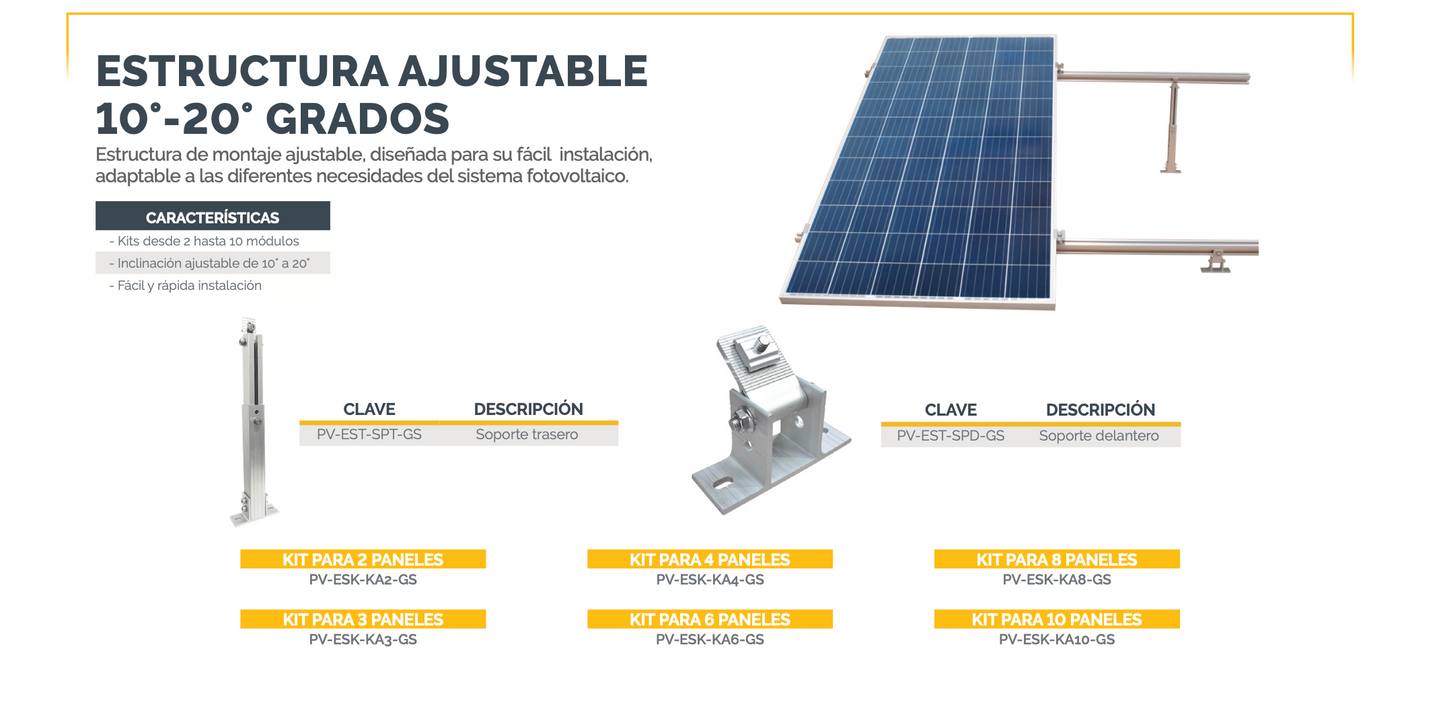 Z H- Estructuras de Aluminio ajustable para Paneles solares